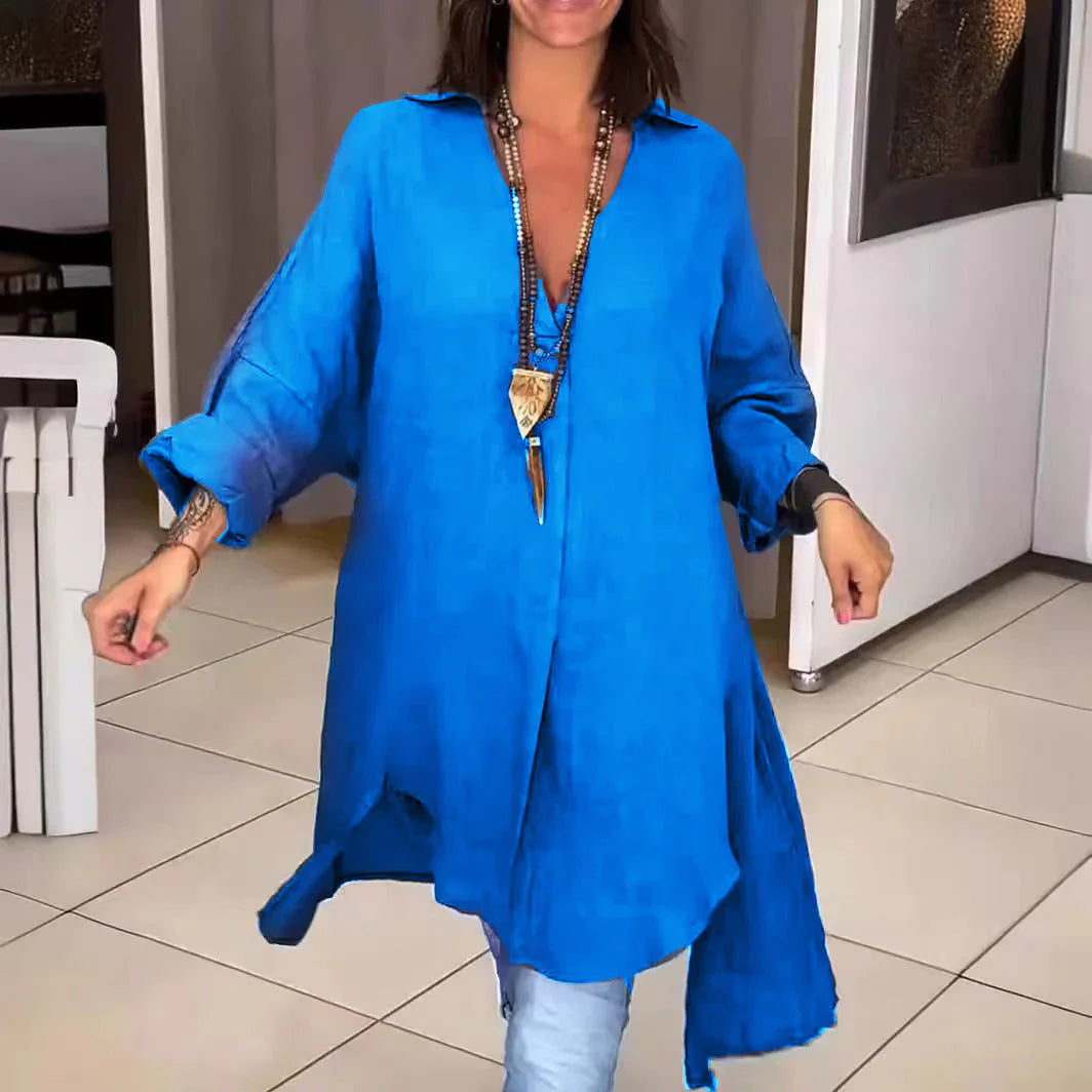 Lara™ – Blusón camisero de estilo relajado