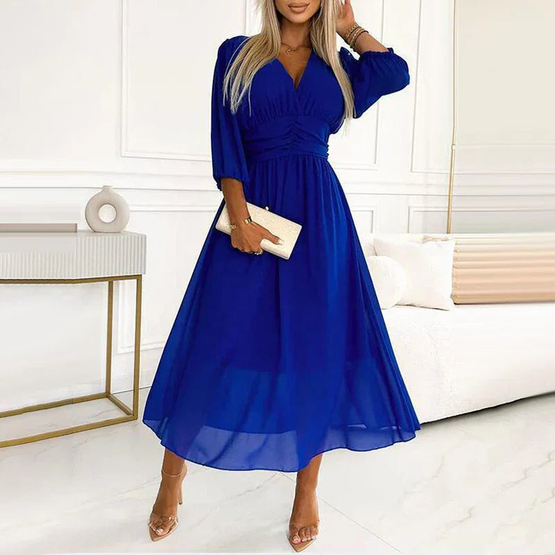 Lorena – Vestido de gasa ligera con escote en V