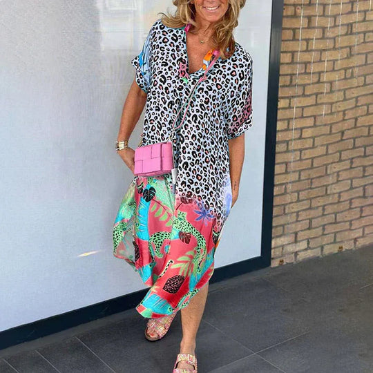 Lorena - Vestido camisero con estampado de leopardo y caída fluida