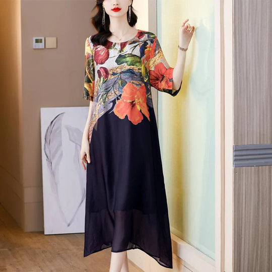Micaela - Vestido elegante con estampado floral y tallas grandes