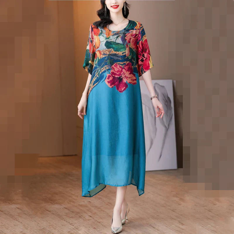 Micaela - Vestido elegante con estampado floral y tallas grandes