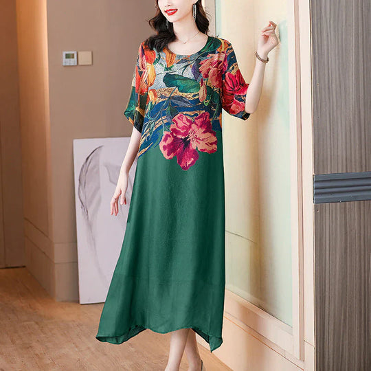 Micaela - Vestido elegante con estampado floral y tallas grandes