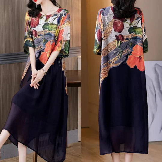 Micaela - Vestido elegante con estampado floral y tallas grandes