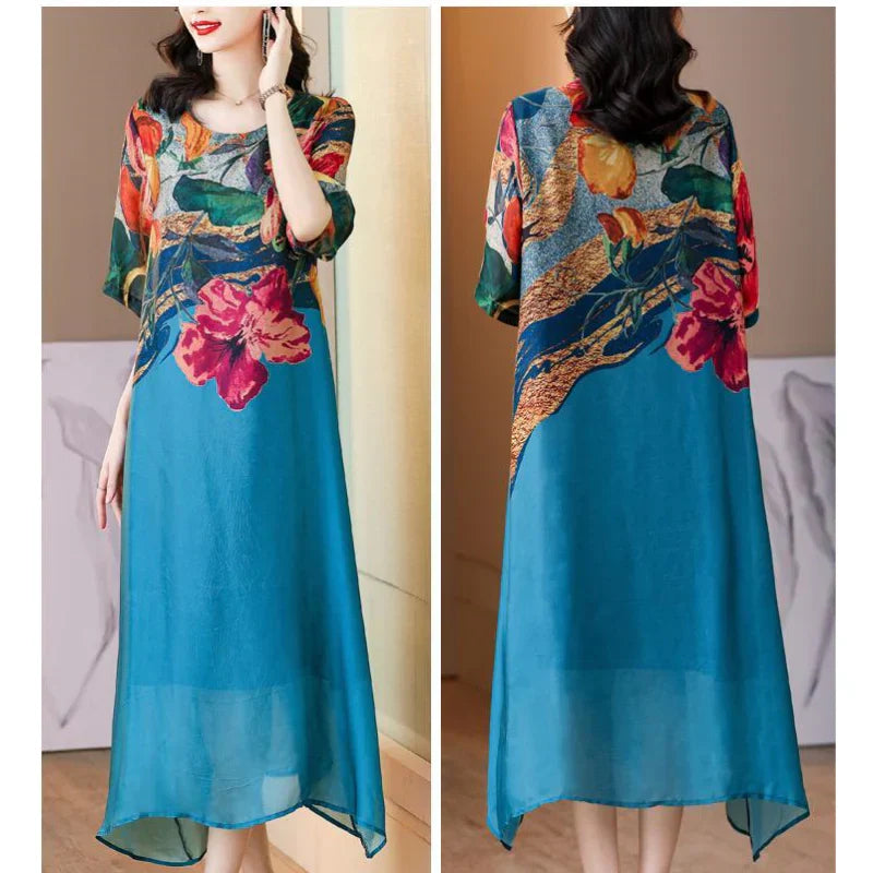 Micaela - Vestido elegante con estampado floral y tallas grandes
