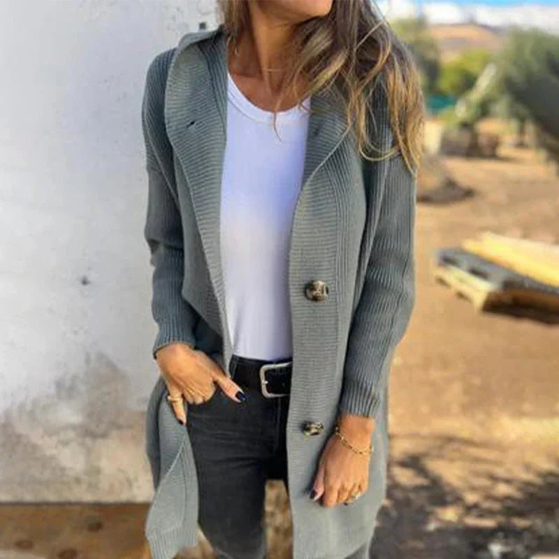 Adriana - Chaqueta larga con capucha y botones