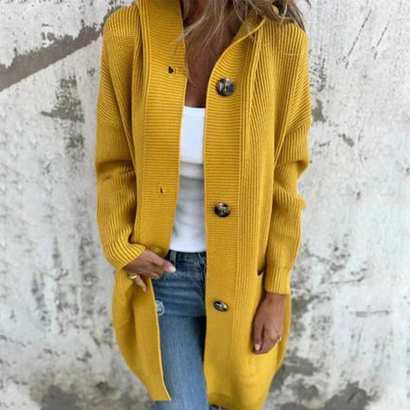 Adriana - Chaqueta larga con capucha y botones