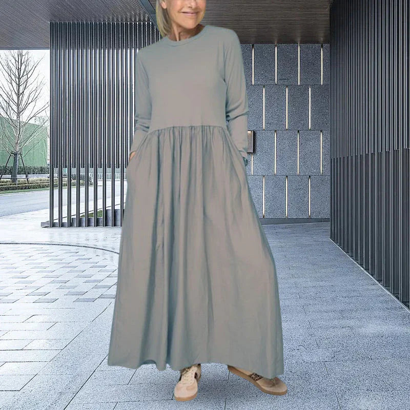 Carmen - Vestido midi fluido con manga larga y bolsillos