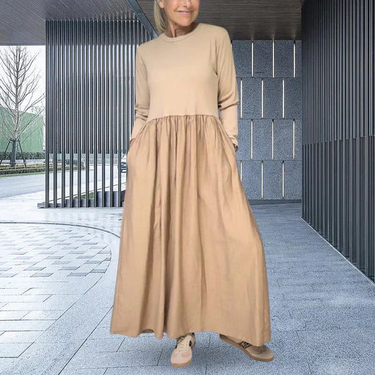 Carmen - Vestido midi fluido con manga larga y bolsillos