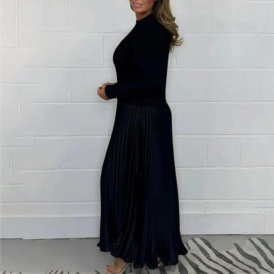 Miranda - Elegante y bonito vestido plisado con cuello redondo para mujer