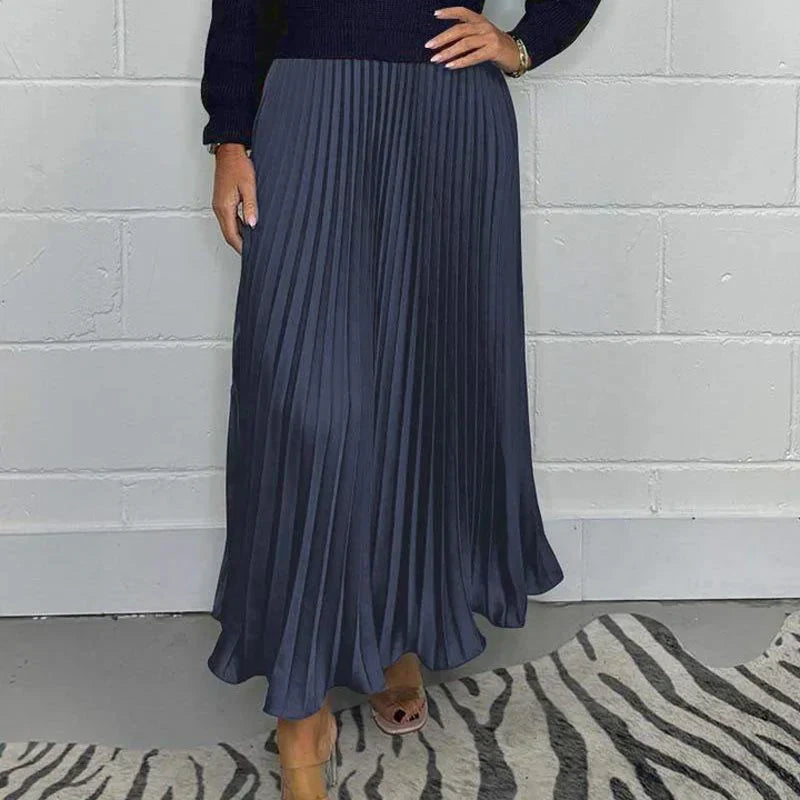 Miranda - Elegante y bonito vestido plisado con cuello redondo para mujer