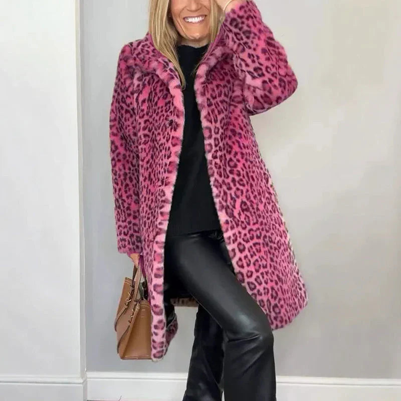 Susana - Abrigo de largo medio con estampado de leopardo