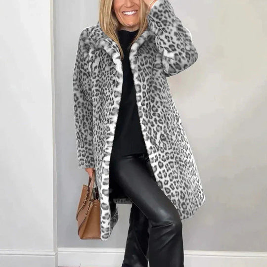 Susana - Abrigo de largo medio con estampado de leopardo