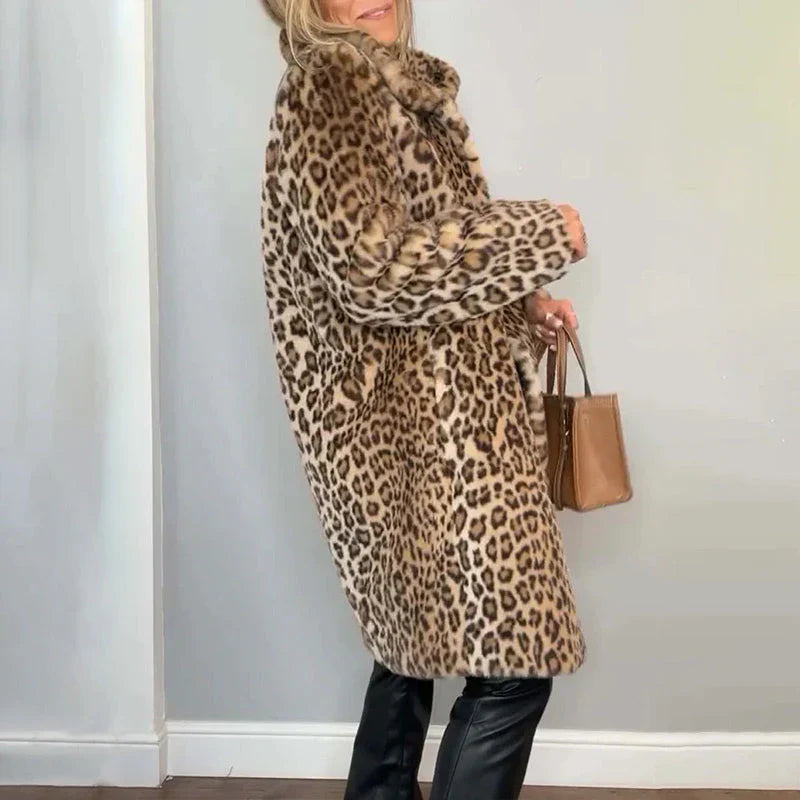 Susana - Abrigo de largo medio con estampado de leopardo