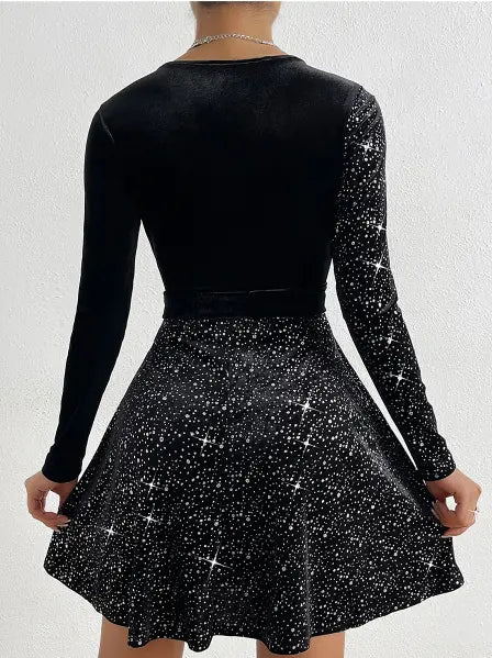 Lucía – Vestido mini de lentejuelas en línea A
