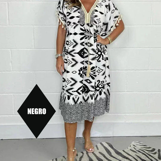 Celia™ Vestido Corto de Punto con Flecos