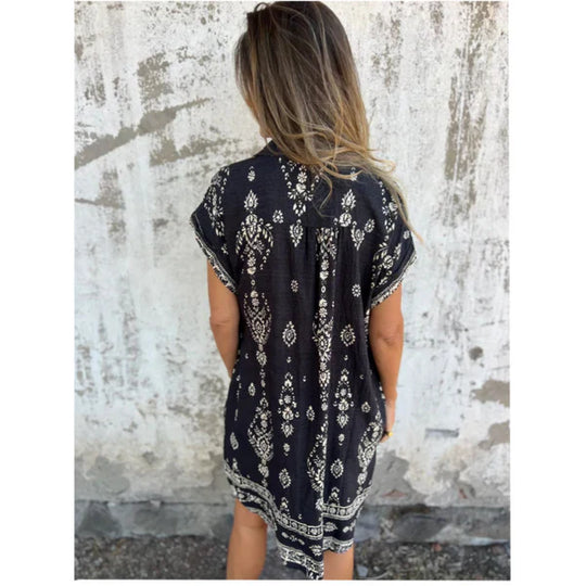 Eva™ Vestido Clásico con Estampado – Elegancia Natural y Confort Diario