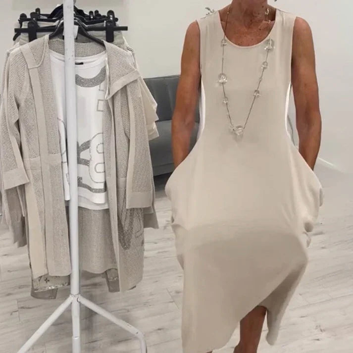 Leire™ | Vestido largo sin mangas con bolsillos y corte relajado