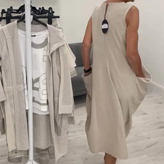 Leire™ | Vestido largo sin mangas con bolsillos y corte relajado