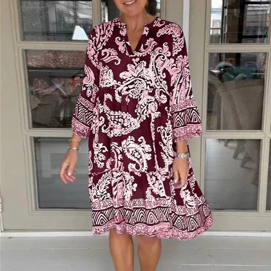 Silvia™ | Vestido holgado con estampado floral y manga tres cuartos