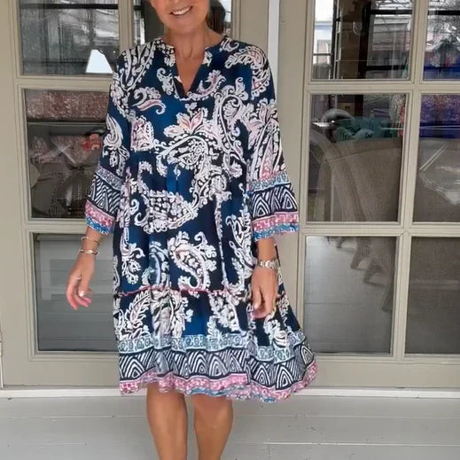 Silvia™ | Vestido holgado con estampado floral y manga tres cuartos