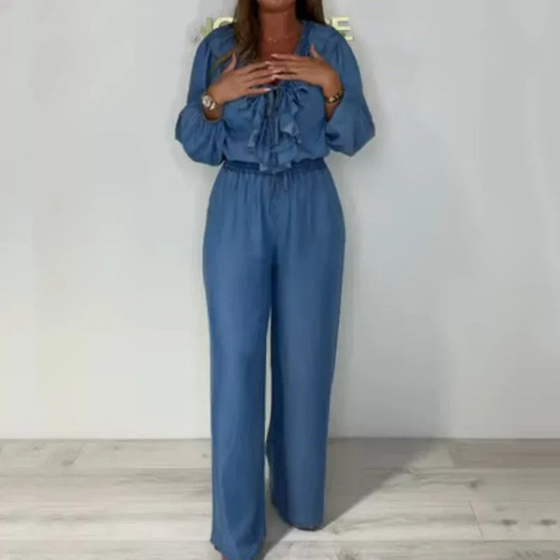 Carmen™ Conjunto con mangas cónicas y pantalones anchos