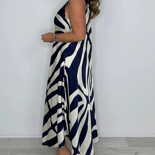 Beatriz - Vestido sin mangas con estampado abstracto y caída elegante
