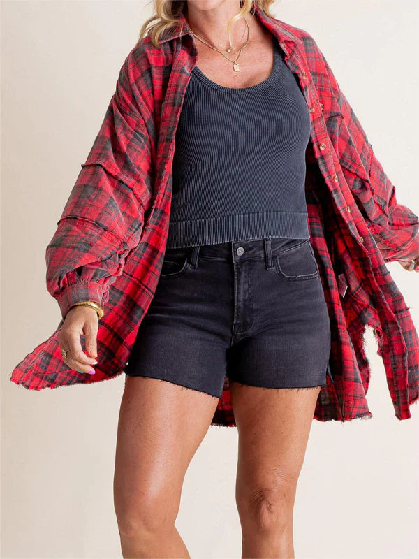 Eva - Sobrecamisa de cuadros estilo relajado