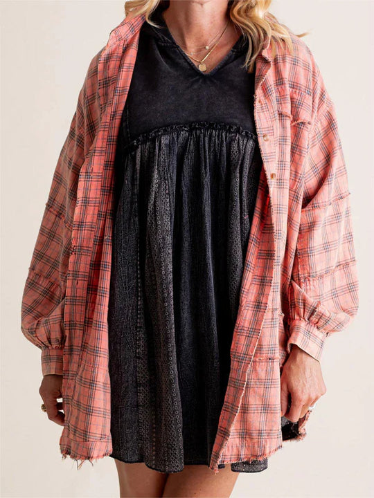 Eva - Sobrecamisa de cuadros estilo relajado