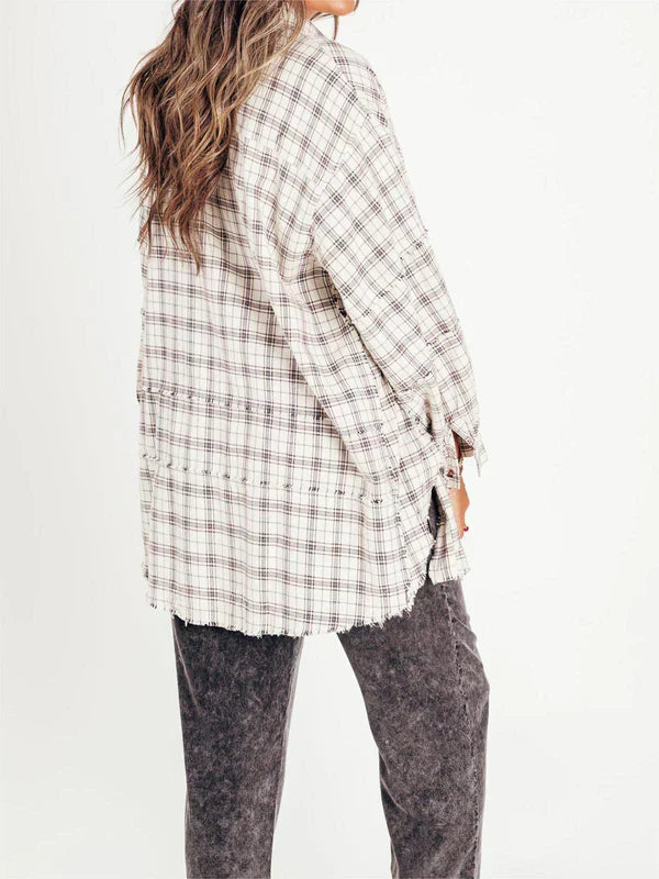 Eva - Sobrecamisa de cuadros estilo relajado