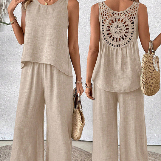 Tania™ | Conjunto con espalda calada y pantalón ancho