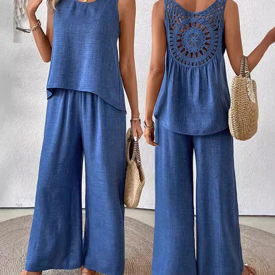 Tania™ | Conjunto con espalda calada y pantalón ancho