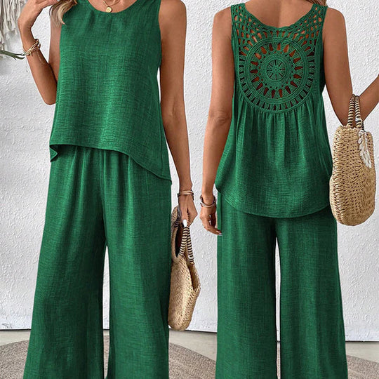 Tania™ | Conjunto con espalda calada y pantalón ancho