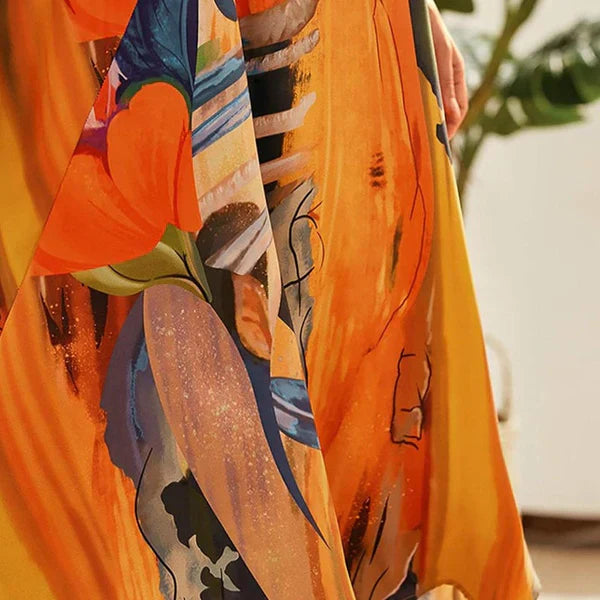 Camila – Vestido amplio con estampado artístico