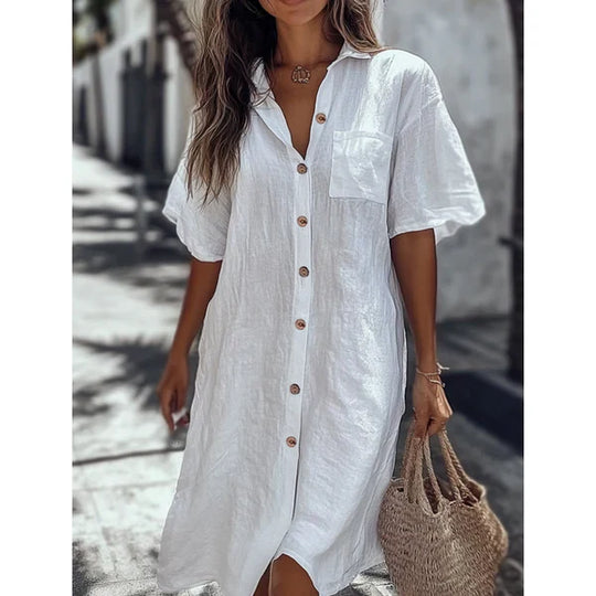 Aurea™ | Vestido camisero fresco con estilo relajado y veraniego