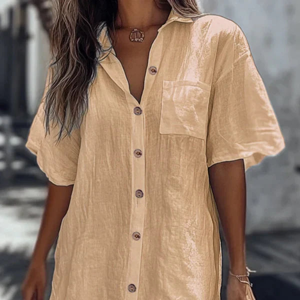 Aurea™ | Vestido camisero fresco con estilo relajado y veraniego