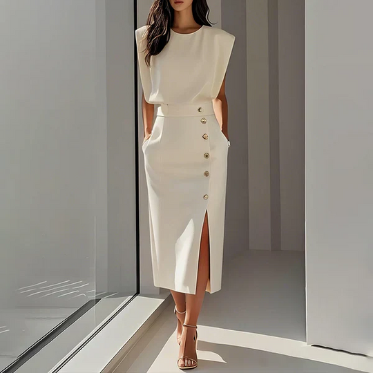 Cairo - Vestido midi elegante con abertura