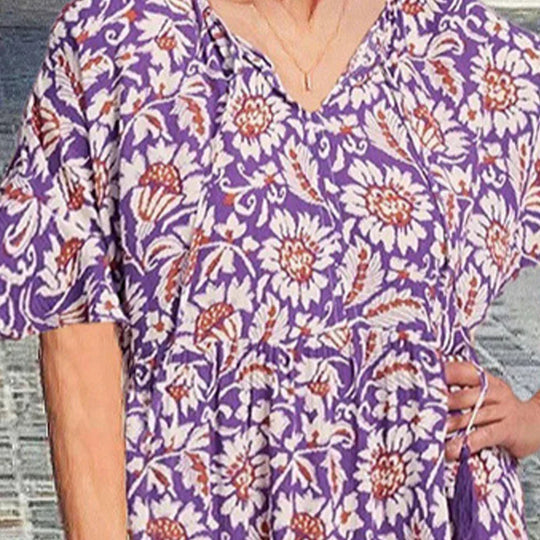 Carolina - Vestido estampado con cuello en V