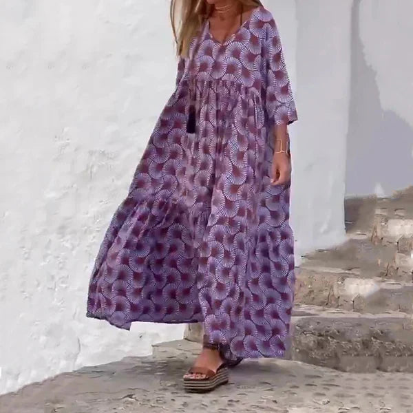 Malena - Vestido largo estampado de estilo bohemio