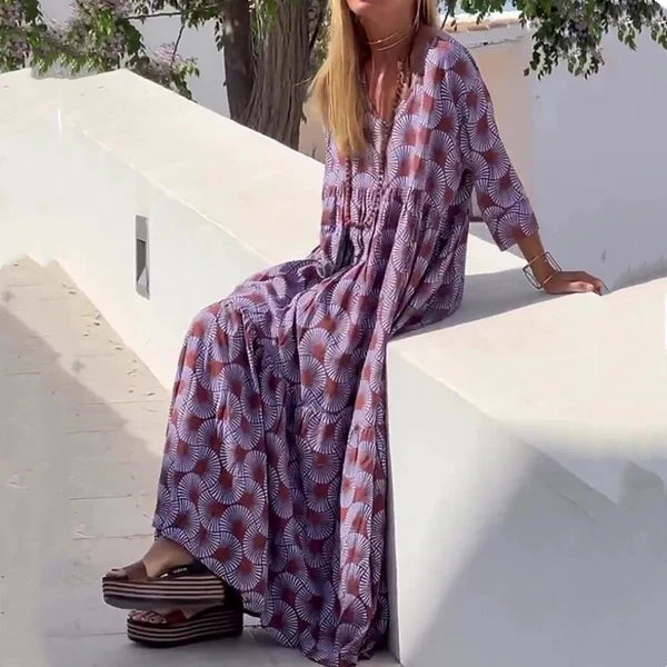 Malena - Vestido largo estampado de estilo bohemio