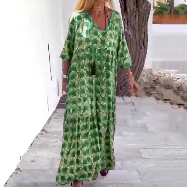 Malena - Vestido largo estampado de estilo bohemio