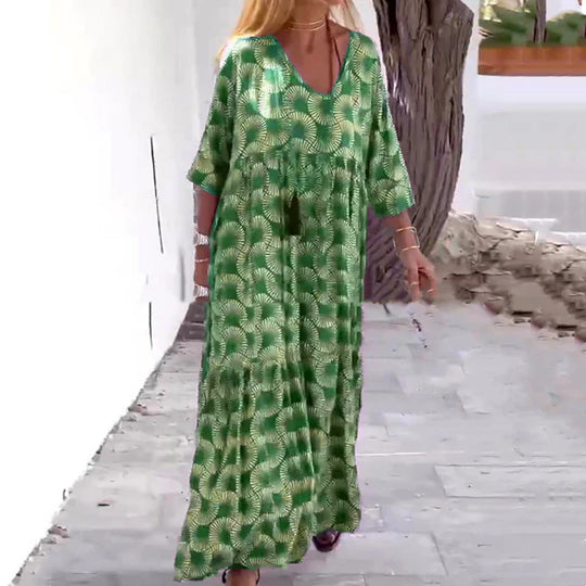 Malena - Vestido largo estampado de estilo bohemio