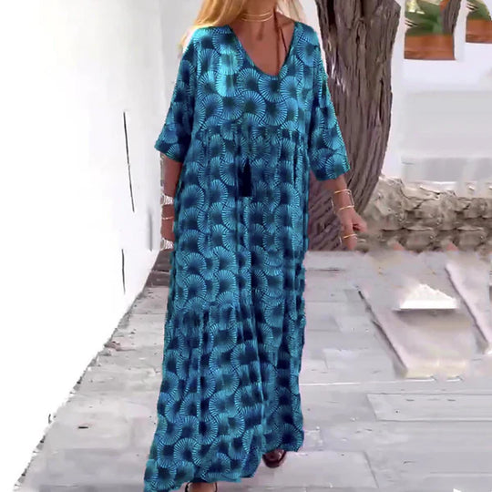 Malena - Vestido largo estampado de estilo bohemio