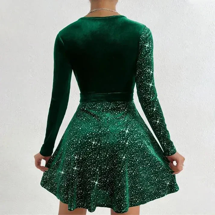 Lucía – Vestido mini de lentejuelas en línea A