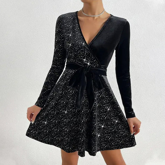 Lucía – Vestido mini de lentejuelas en línea A