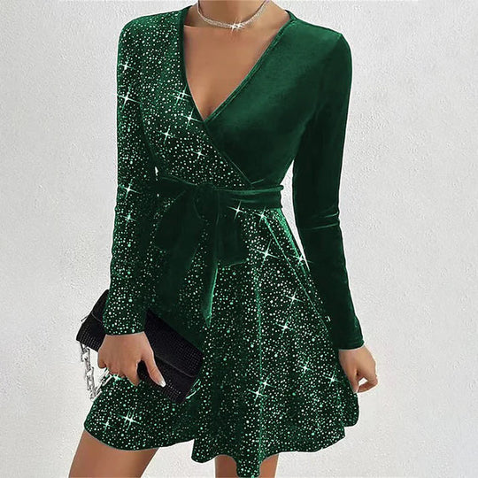 Lucía – Vestido mini de lentejuelas en línea A