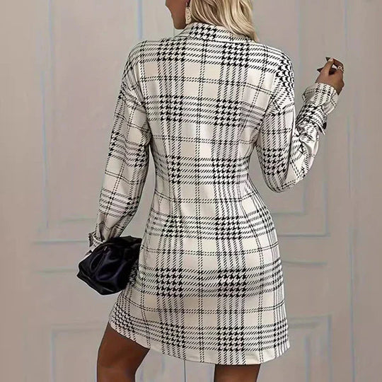 Romina - Vestido camisero de corte A a cuadros