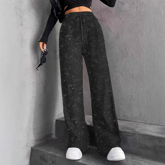 Sofía – Pantalones de lentejuelas de pierna ancha con cintura elástica