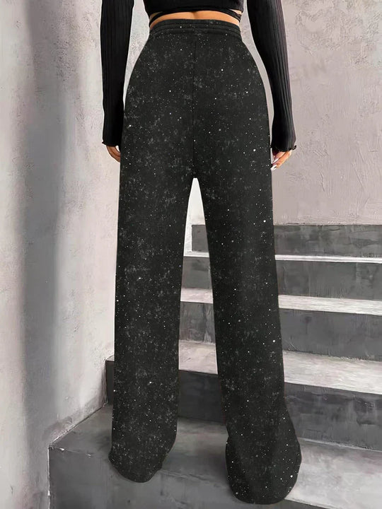Sofía – Pantalones de lentejuelas de pierna ancha con cintura elástica