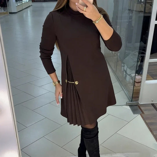 Margot – Vestido elegante con panel plisado y mangas largas