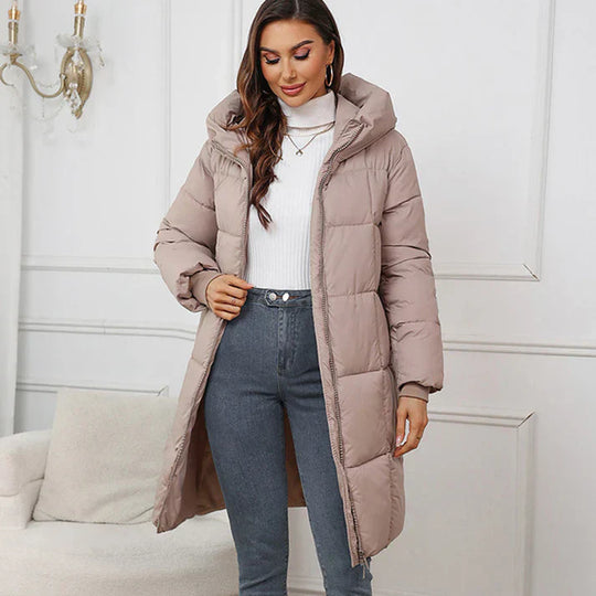 Alicia – Abrigo largo de invierno acolchado y cortaviento